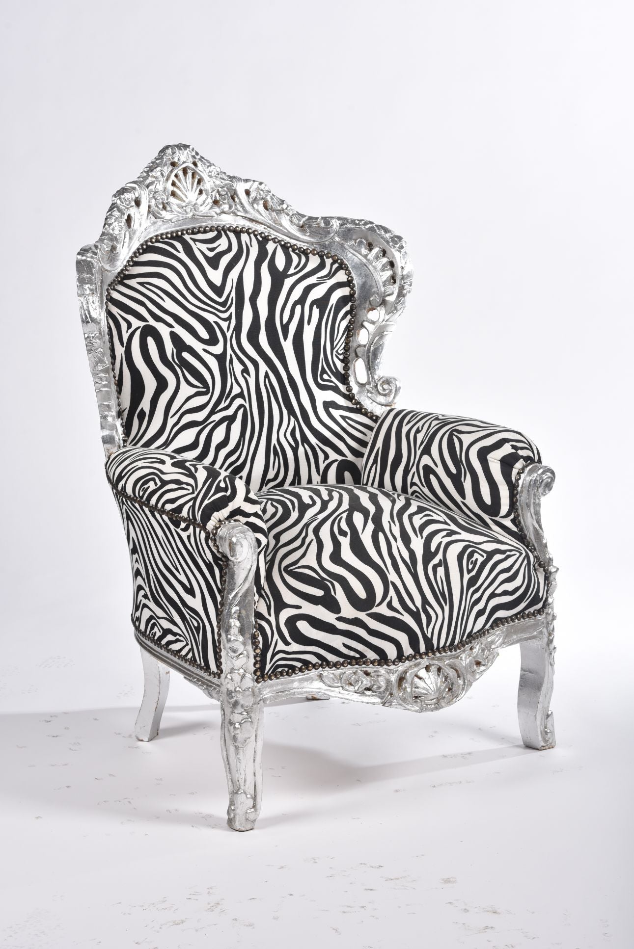 POLTRONA GERMANY BAROCCO SILVER E TESSUTO ZEBRATO