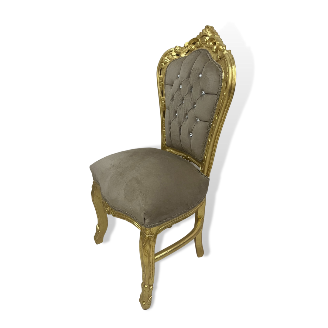 SEDIA BAROCCO IN VELLUTO TORTORA