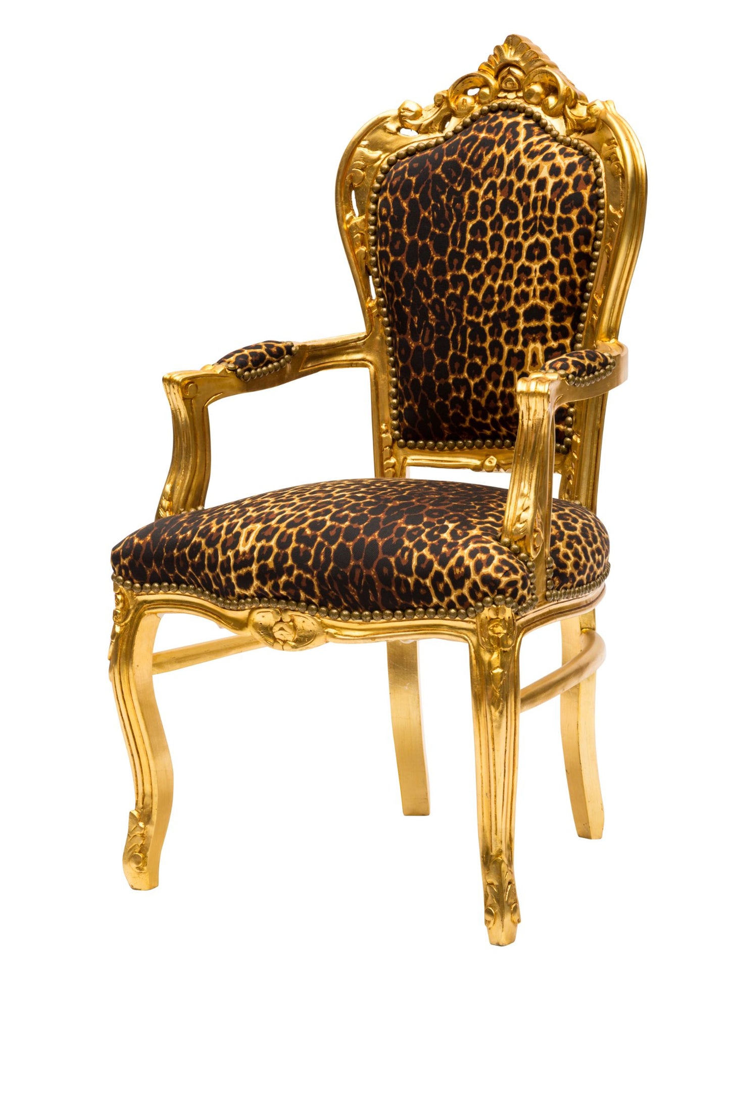 POLTRONA BAROCCO ORO E TESSUTO LEOPARDATO