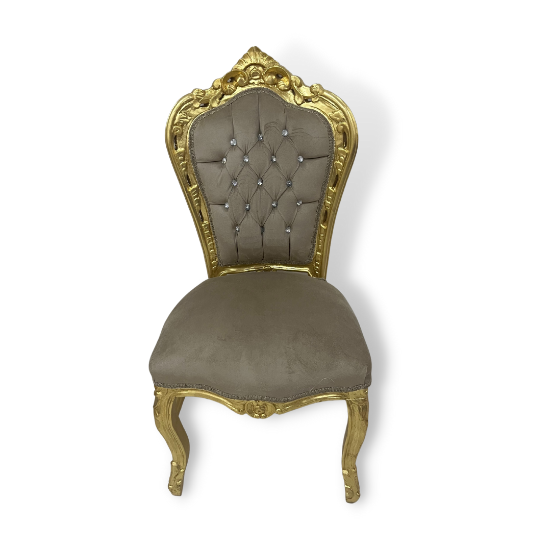 SEDIA BAROCCO IN VELLUTO TORTORA